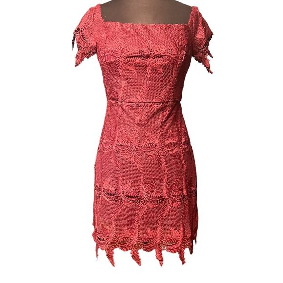 Astr The Label Valentina Burgundy Lace Off The Shoulder Sexy Boho Mini Dress S - Picture 4 of 7